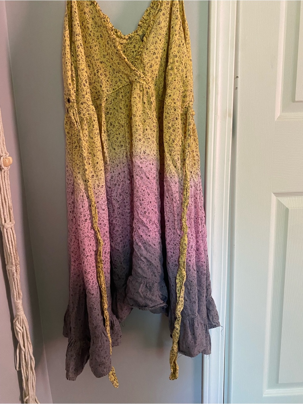 Girls Ombre Floral Sundress in Yellow, Pink & Gray - Picture 5 of 7